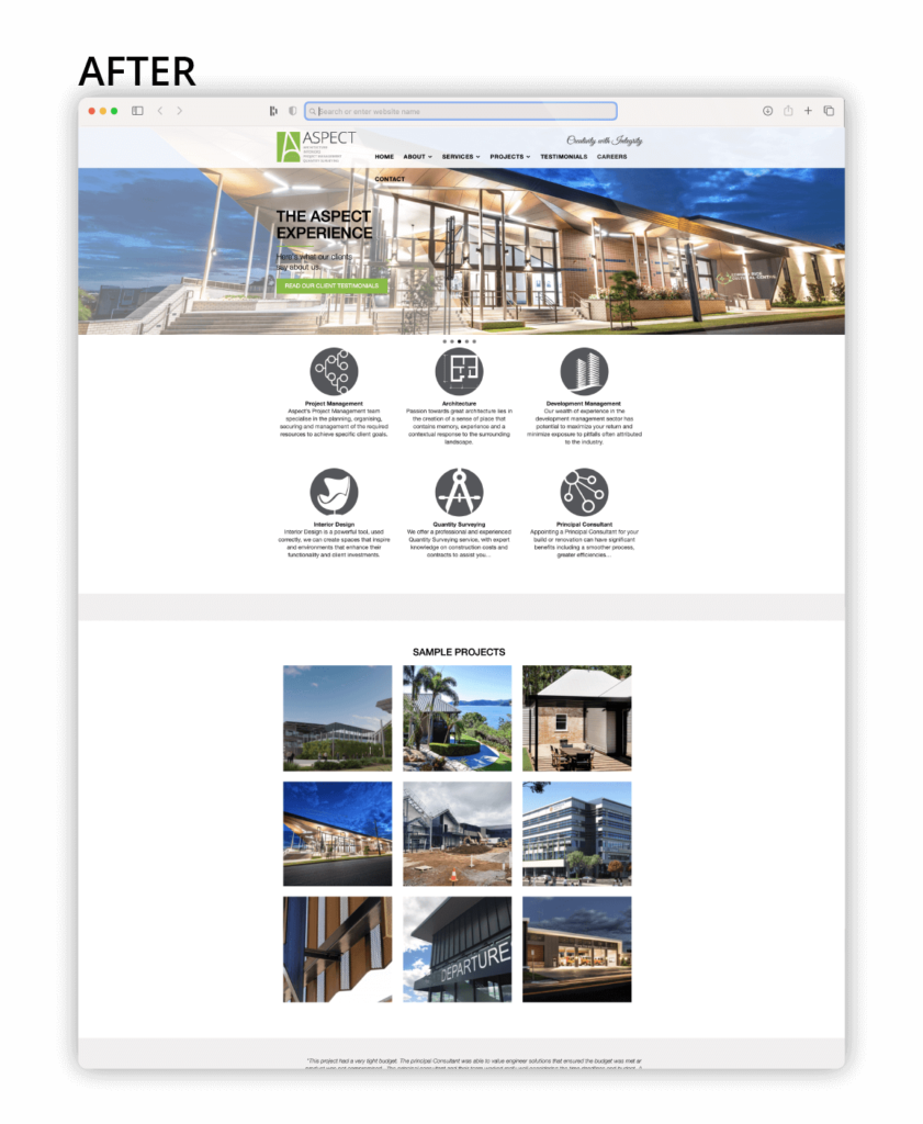 Aspect Architects Website aspect web after